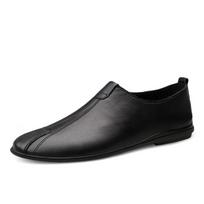 FashionSummer Men Office Formal Shoes Slip on Loafers White Moccasins Male Wedding New Vintage Genuine Leather Luxe Mens Slip on Shoes 37 juoda