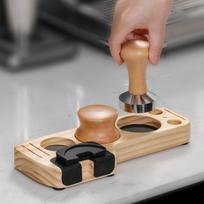 Wood Coffee Tamper Stand, Espresso Stirring Tool Support Base Rack, 51/53/58mm/54mm Espresso Distributor Mats