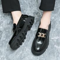 Men Platform Shoes Loafer Dress Elevator Punk Shoes Height Increase Street Style Black Patent Leather Thick Sole Creepers Plus Size EU: 38 juoda