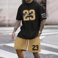 American Fashion Brand Sports Short Sleeved Sweat Absorbing And Quick Drying Men S Set Summer Loose Digital Print Set S