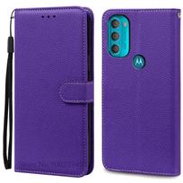 G71 5G dėklas Motorola G71 5G dėklui Minkštas piniginės tipo odinis apverčiamas dangtelis Moto G71 5G dėklui Stovas Knygos tipo dangtelis Coque Fundas Korpusas For Motorola G71 5G tamsiai violetine spalva