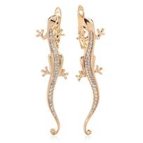 New Luxurious Lizard Drop Earring Personality Gothic Natural Zircon  Rose Gold Color Earrings Fashion Animal Jewelry