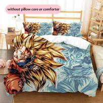 Son Goku Pattern Bedding Home Decoration Birthday Gift (1 * duvet cover + 2 * pillowcase, without core) 135x200cm