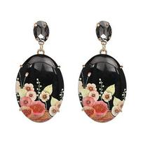 Bohemian Ethnic Big Crystal Stone Flower Women Drop Earrings Bridal Gathering Wedding Occasion Jewelry Earrings Gathering Party Event BrincosFlower