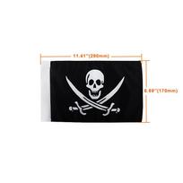 Motorcycle Black Vertical Skull Bone Pirate Flag w/Pole Mount Luggage Rack Universal For Harley Sportster Touring Softail