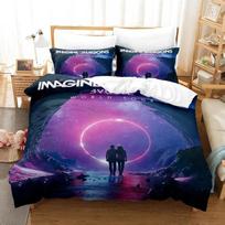 Imagine Dragons Single Double 3D Printed Beding Set for Young Boys Bedrom Quen King-Sized Dimensionsd Dimensions Comfortable Quilt Cover Pilowcase 100*200cm Single
