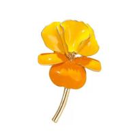 Handcraft Enamel Irises Brooch Vintage Inspired Floral Pin for Women Elegant Jewelry Gift geltona