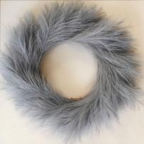 Pampas Grass Wreath, 50cm Faux Pampas Wreath for Front Door, Artificial Pampas Wreath for All Seasons, Boho Wall Decor Pampas DIY Wreath Arrangement šviesiai pilka spalva