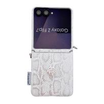 Stylish 3D Python Camellia Samsung Z Flip7 Drop-proof Crossbody Phone Case Samsung Z Flip7