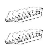 2PCS Plastic Automatic Slide Egg Storage Box Clear Large Capacity Roll Off Egg Storage Rack Stackable Space Saving