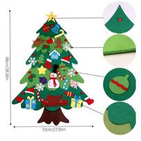 DIY Felt Christmas Tree with 3 Meters LED String Light for Kids Toddlers with 21pcs Detachable Ornaments for Home Decoration 98 x70cm