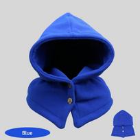 Fashion Polar Fleece Balaclava Hat Collar Warm Soft Women's Head Hooded Hat Ears Warm Windproof Men Bonnets Women Man mėlyna