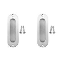 ABUL-2Pcs Rectangular Face Fix Flush Recessed Sliding Door Pull Handle Stainless Steel
