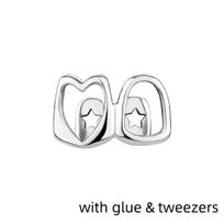 1set Tooth Grillz Jewelry Hollow Heart-Shaped Braces Hip-Hop Minimalist Dental Accessories for Daily Wearable Party Makeup