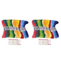 ABUL-100 Skeins Embroidery Floss Cross Stitch Thread Bracelet String With Needles For Friendship Bracelet NONE