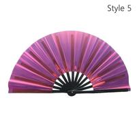 Ten Inch Bamboo Fan Foldable PVC Tai Chi Fan Craft Gifts Lightweight Glitter Hand Fan for Line Dancing, Parties, and Events
