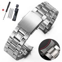 Arc End Stainless Steel Watch Band Universal Strap Folding Safety Buckle Metal Bracelet Straps 20mm 22mm Watch Belt Accessories 20mm
