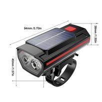 Solar Bicycle Light 1200mAh USB Rechargeable Power Display MTB Mountain Road Bike Front Lamp with Horn Flashlight Bicycle Light raudona