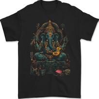 Ganesha Hindu God Ganapati Elephant Mens T-Shirt 100% Cotton S įvairiaspalvis