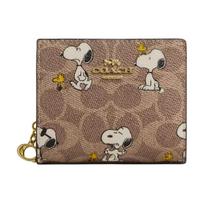 Coach X Peanuts Snoopy Bendradarbiavimo Užsegama Piniginė 10 Animacinių Filmukų Raštų Dengto Drobės Piniginė Moteriška Piniginė Ruda CBN32-IMY3O Brown