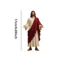 Jesus Christ Statue Religious Wearing a Robe Sculpture with Open Arms Jesus Open Arms Blessing Statue for Desk Prayer Holiday