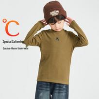 Boy's Bear Print Warm Brushed Long-sleeve T-shirt 130 aukso rudos spalvos