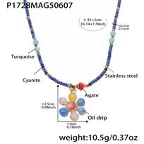Qiong Yao Oil Drop Abacus Beads Natural Pearl Handmade Necklace Set with Gold-Plated Summer Charm