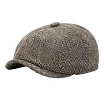 Duck Tongue Hat Men Solid Color Beret Windproof Short Pleaked Hat Herringbone British Painter Hat Outdoor Travel Fishing Headwear