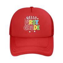 Hello First Grade Colorful Star Back to School  Mesh Baseball Cap Hip Hop Adjustable