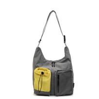 Stitching Color Large Capacity Shoulder Bag Women's Lightweight Multi-Pocket Crossbody Bag pilka spalva