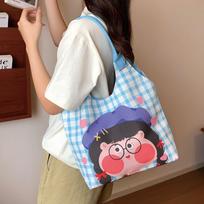 Women's Tote Bag Kawaii Carto Small Bag Carto Hand Drawn Single Shoulder Bag Large Capacity Shopping Bag Student Class Bag