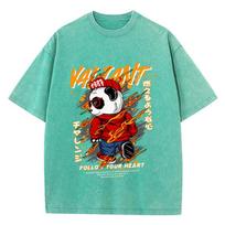 benber vintage Women Washed TShirts Kung Fu Panda Printed Tee Shirts Cotton Crewneck Oversize Tees Vintage Street Female Clothes S