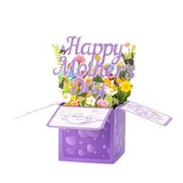 3D Pop Up Happy Mothers Day Card Creative Floral Design Butterfly Paper Art Greeting Card for Mom with Foldable Box Style