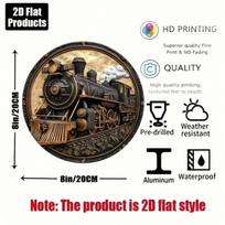Planetjuice Vintage Steam Train Locomotive Tin Sign Metal Poster Wall Art Home Office Decor (as the picture,20x20)
