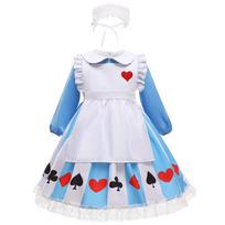 [RPFLQ] Alice Maid Outfit Girl Dress Cosplay Halloween Costume Apron Long Sleeve Girl Princess Costume Cute Moe Event Activity One-Piece Dress