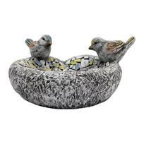Outdoor Resin Bird Feeder with Mosaic Design Durable Garden Bird Bath for Backyard Patio Wildlife Feeding Station
