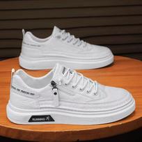 New Spring Summer Versatile Leather Little White Casual Board Running Sports Shoes for Men Fashion Daily Walking Footwear 39 balta