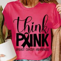 Think Pink Krūties Vėžio Rožinis Sąmoningumas Spalio Mėnesį 2023 Moteriški Marškinėliai #BC 4XL