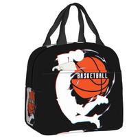Individualizuoti krepšinio sporto raštų izoliuoti pietų krepšiai moterims, nešiojami terminiai maisto pietų dėžutės, vaikams į mokyklą 22x20x13cm red