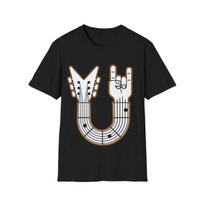 Guitar Finger Horns T-Shirt, Rock Metal Music Graphic Tee, Regular Fit Top 2XL