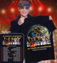 Scorpions 2026 m. turas Shirtcorpions 60-osios Scorpions metinės Pasaulinio turo prekybinės prekės Derek M