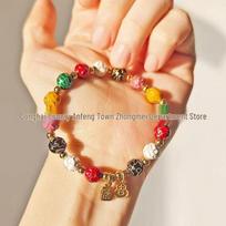 Cloisonné Ten Perfections Bracelet: Enamel Flourishing Flowers, Chinese Style Gift for Girlfriends Polished