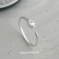 Cui Yan S925 Sterling Silver Matte Cat Paw Open Adjustable Ring - Cute Korean Style for Women Open Adjustable