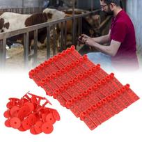 100Pcs Lightweight Numbered Cattle Ear Tags Flexible Livestock Identification Card  Rabbit raudona