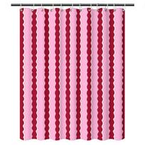 Rožinės ir bordo spalvos banguotų dryžių dušo užuolaida – vingiuotos linijos, poliesteris, 12 skylučių, atspari vandeniui 180x180cm71x71in (as the picture,120x180cm47x71in) pink