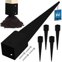 Kotarbau® Steel Post Base Ground Anchor For Pergolas, Gazebos, 91 X 91 X 750 Mm, Black, Set Of 4