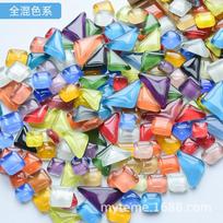 DIY Handmade Creative Decorative Materials Mosaic Collage Granular Crystal Free Stone Glass Fragments, Painted Color Stickers full color range