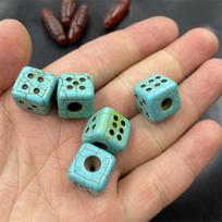 Turquoise Mahjong Dice & Red Agate Fish Scale Beads