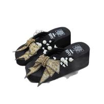 Korean Style Floral Bow Women's Flip-Flops - 2025 Summer Casual Flat Beach Slippers 42