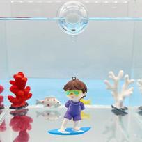 Mini Aquarium Floating Decor Accessories Cute Diver Surf Boy Whale Girl Anime Figure Decoration Fish Tank Landscaping Ornament
